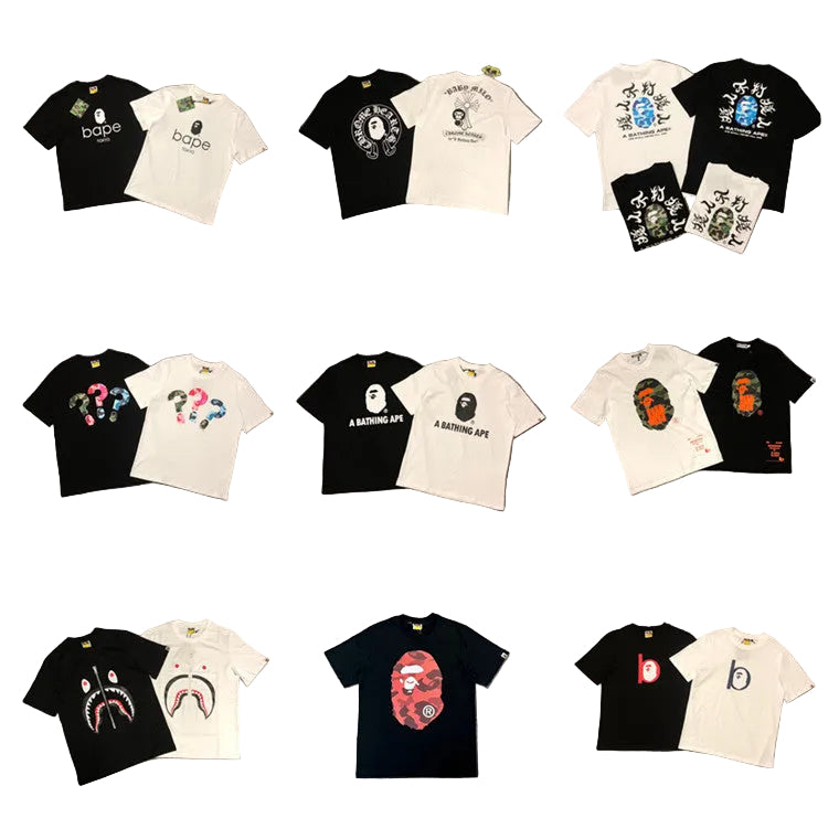 BAPE Classic Camo Ape Head Letter Print Loose Unisex Casual T-Shirt
