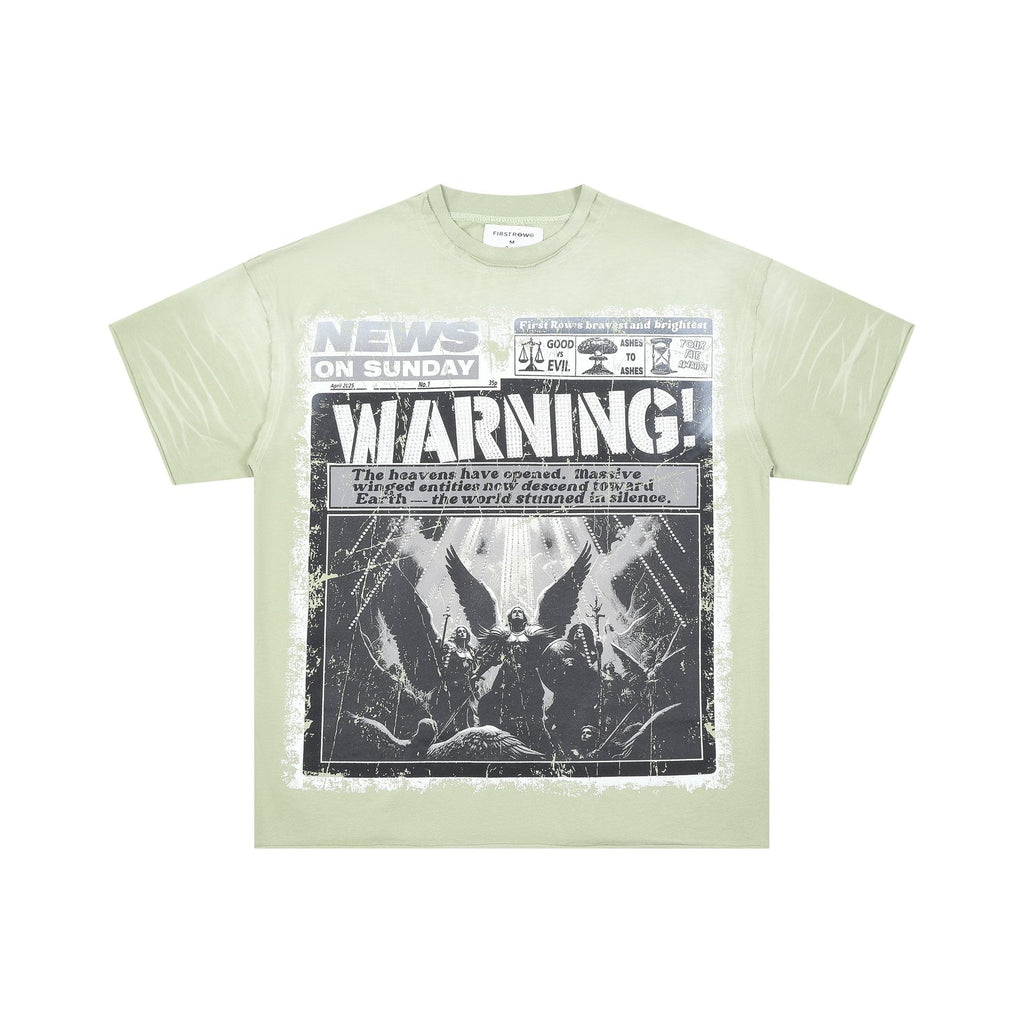 FIRST ROW Breaking News Warning From Heaven Cropped T-Shirt