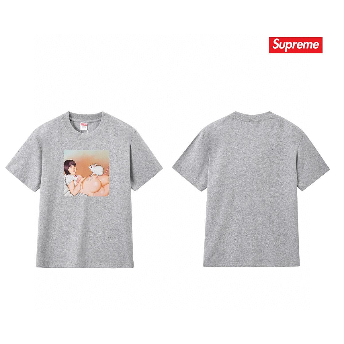 Supreme Anime-Style Graphic Short-Sleeve T-Shirt