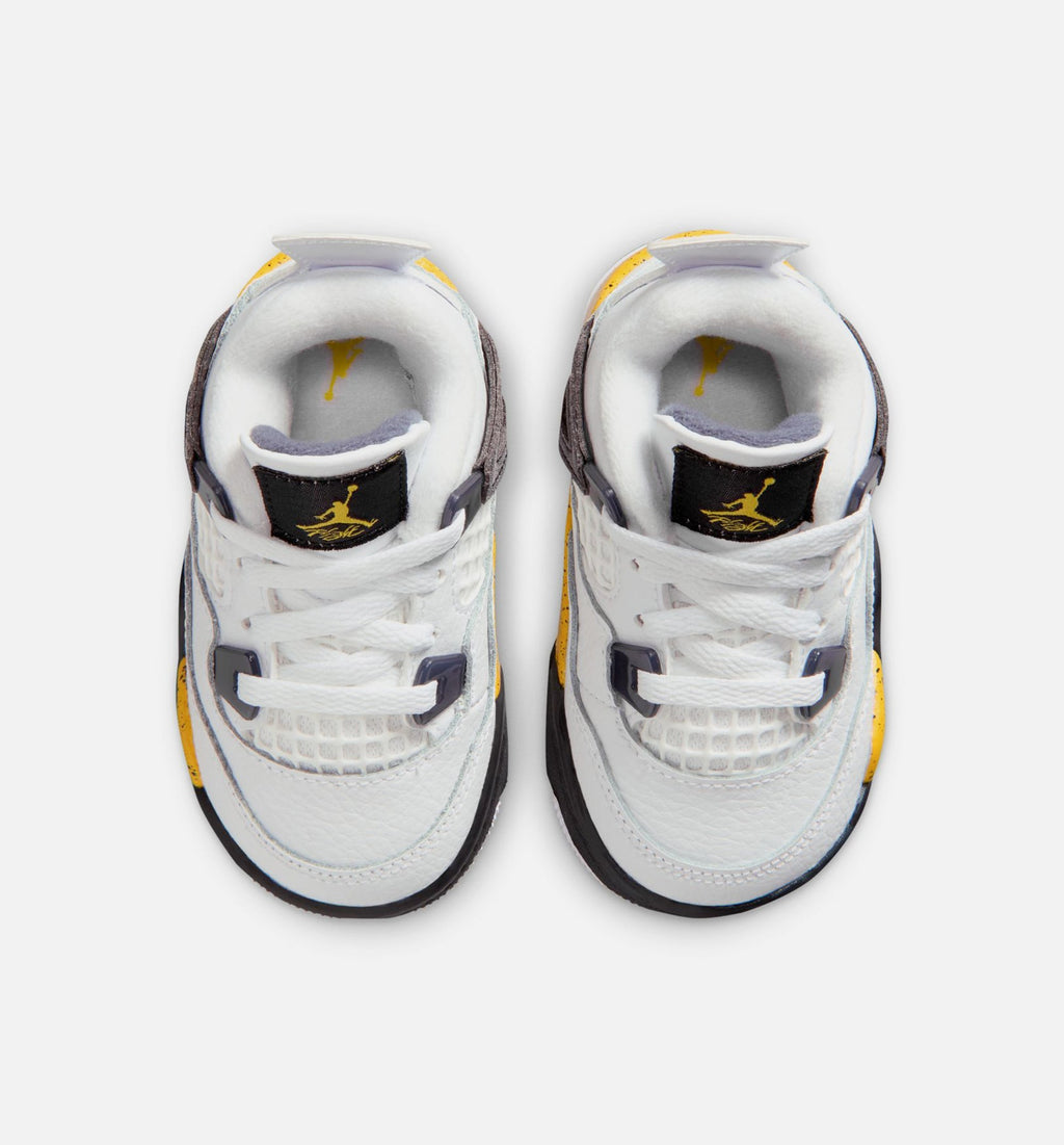 Air Jordan 4 Retro Rare Air Tour Yellow Infant Sneakers - White/Dark Blue Grey/Black/Tour Yellow