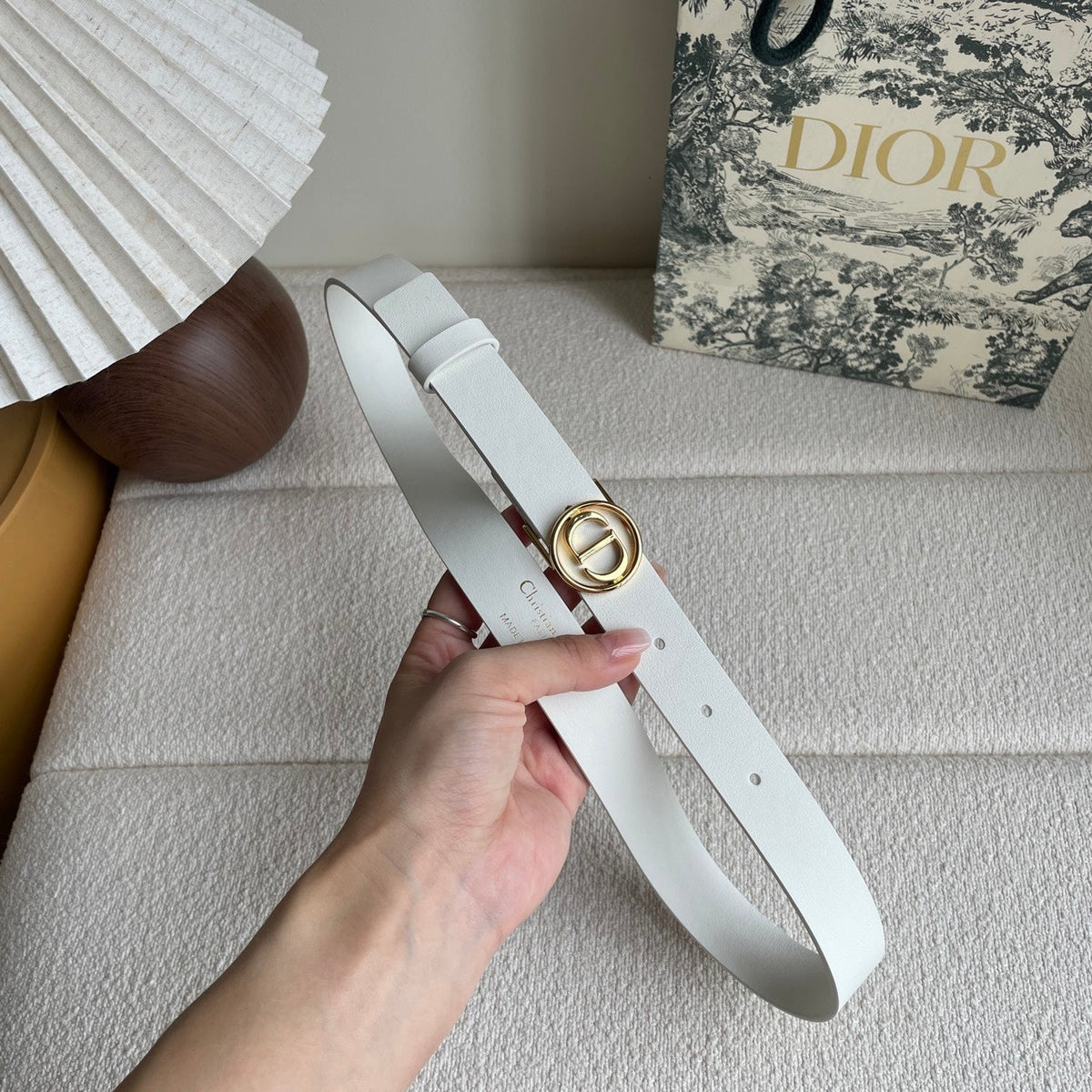 DIOR 25S BELT 25 MM IN WHITE CALFSKIN 572160