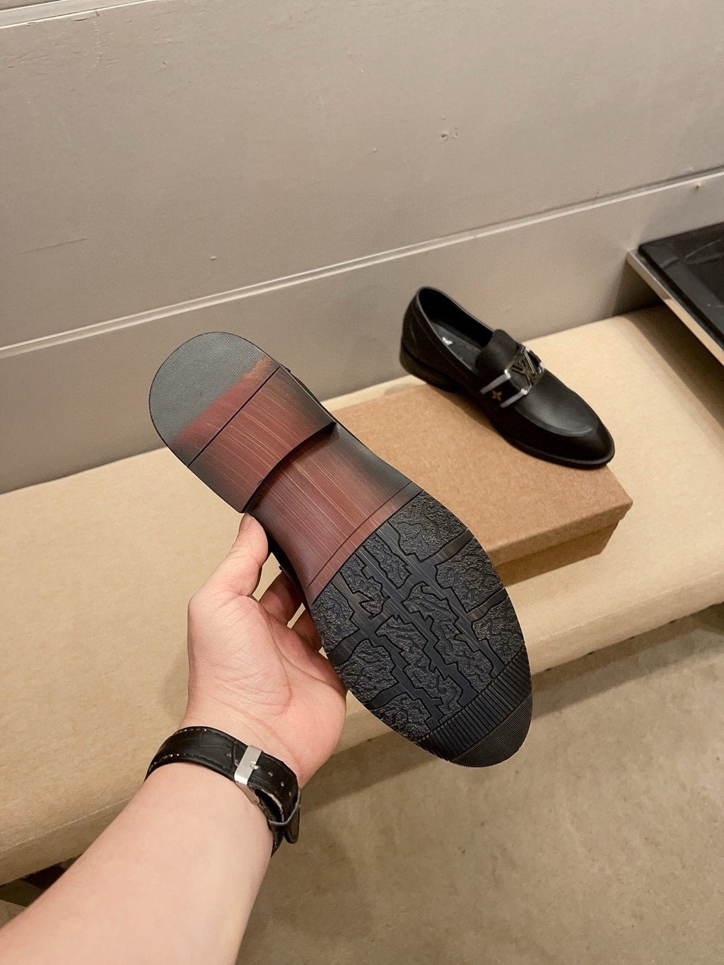 Louis Vuitton Men's Black Buckle Loafers