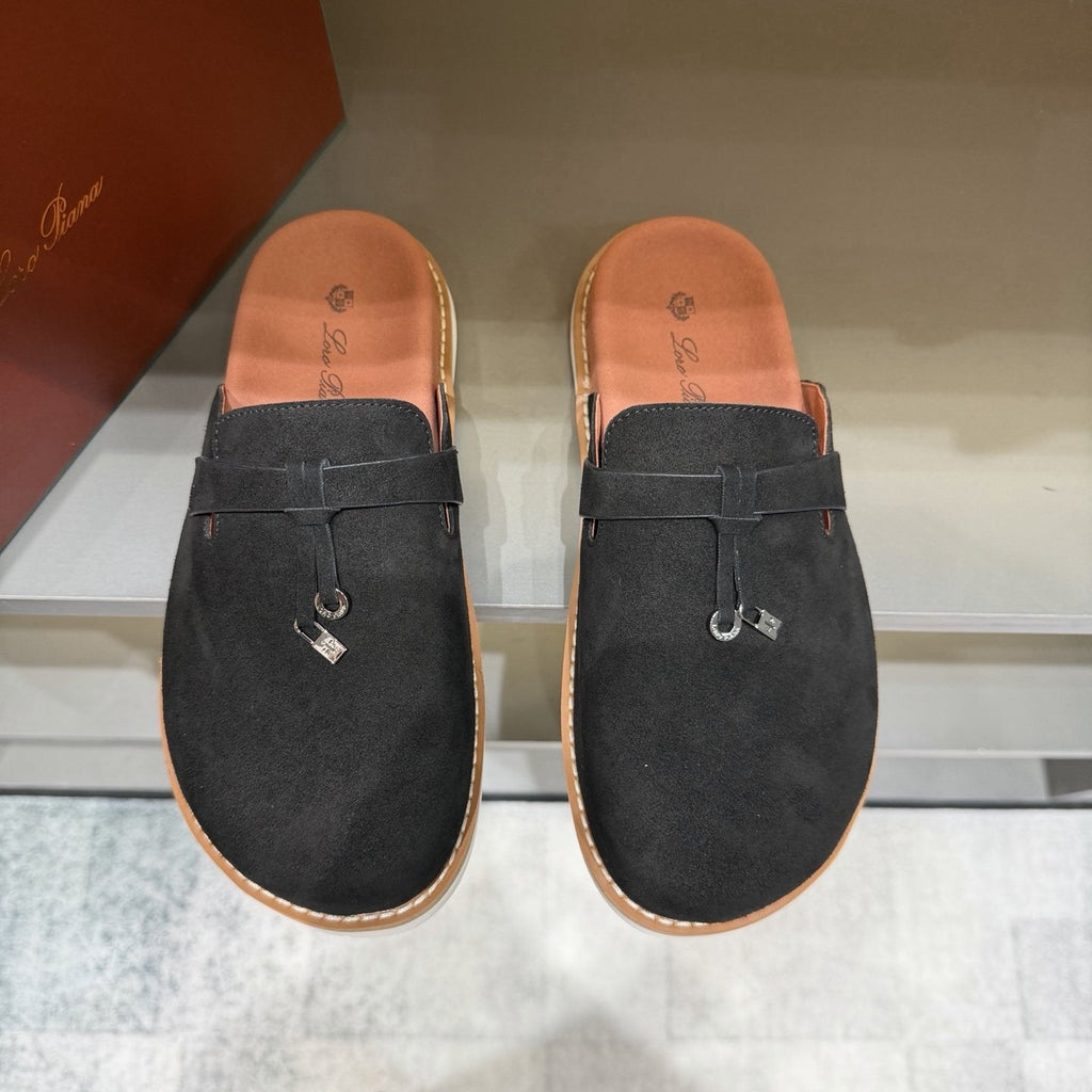 Backless Loafer Mules with Metal Ornament