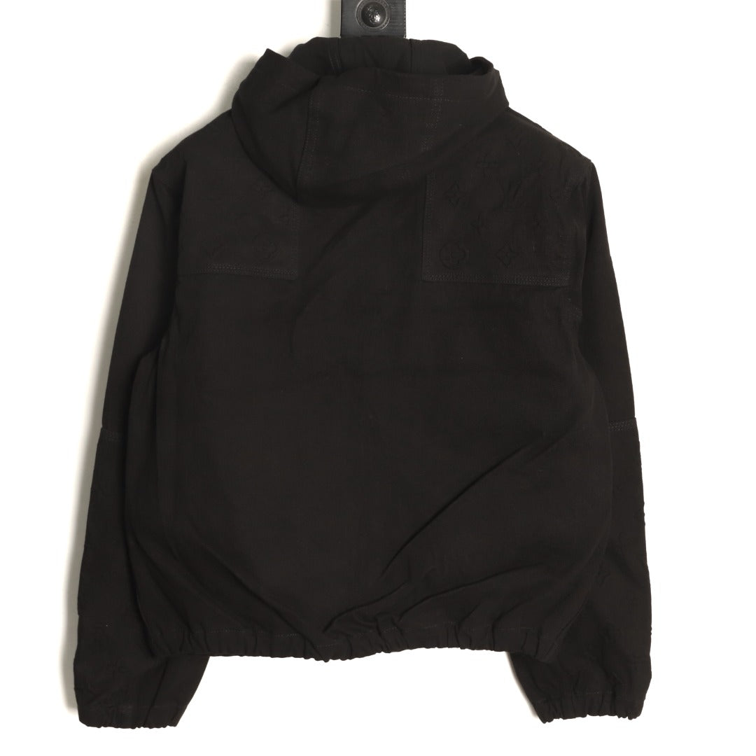 Louis Vuitton Monogram-Style Hooded Zip Jacket - Black