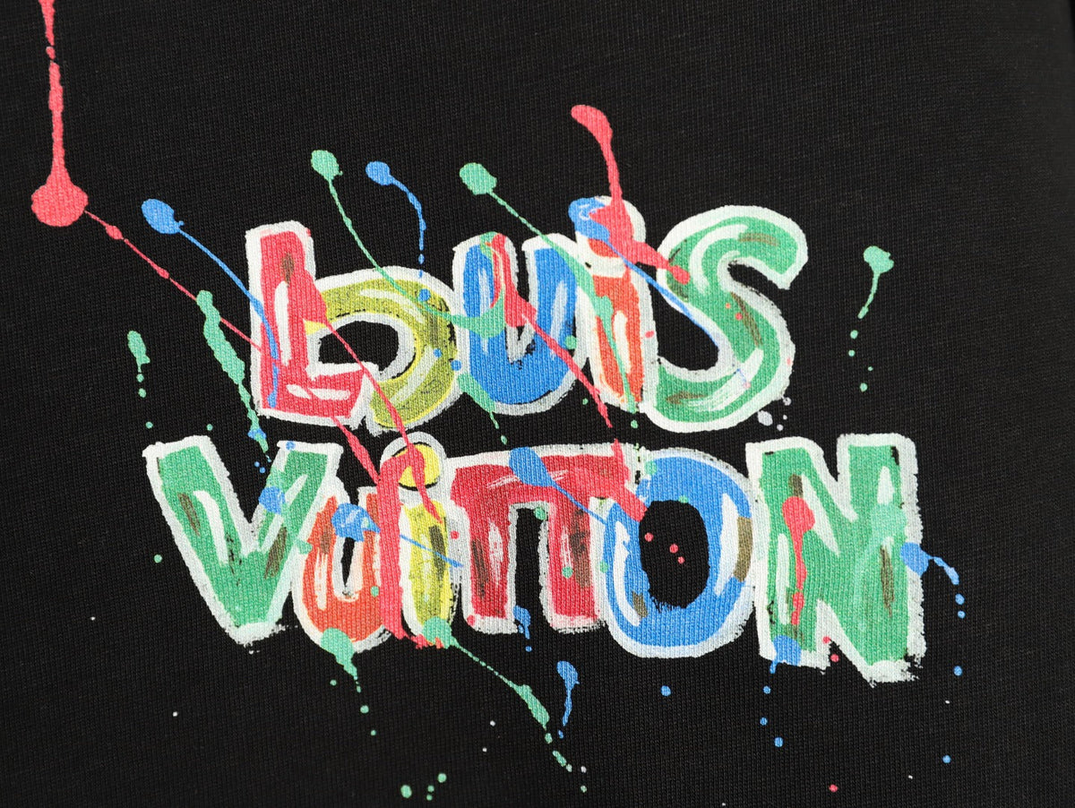 Louis Vuitton Graffiti-Style Chest-Lettering Short-Sleeve T-Shirt - Black